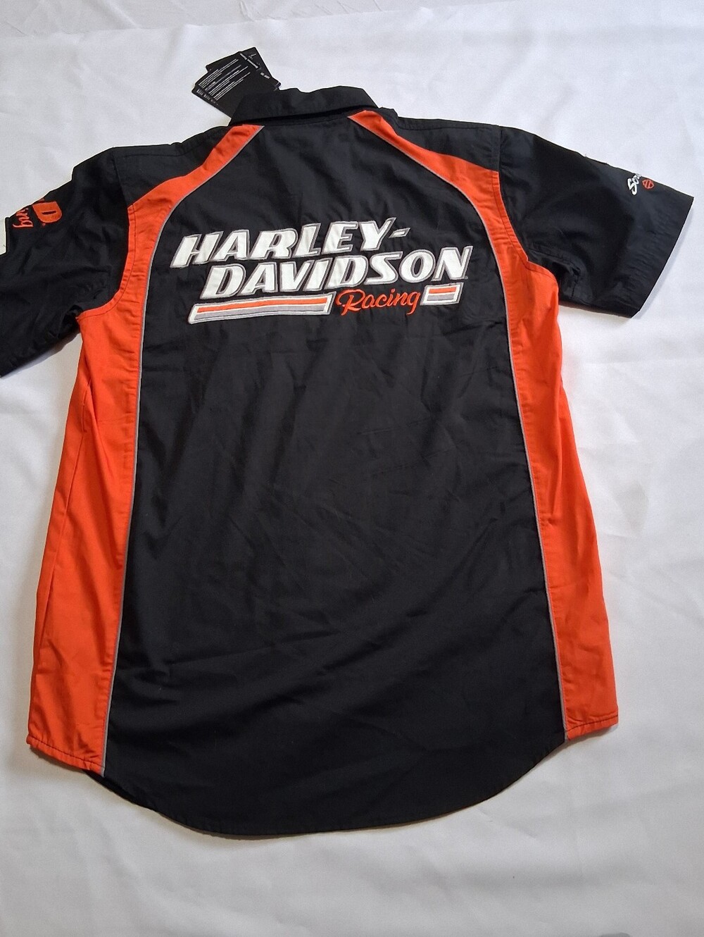 Harley-Davidson Black and Orange Racing Button Down Shirt